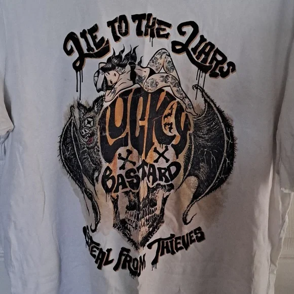 Cult of Individuality White Graphic Tee with Skull & Wings Accent - Picture 2 of 5